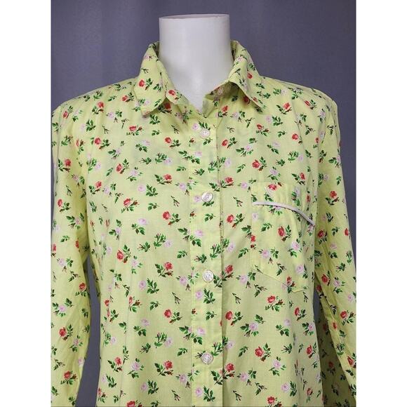 Victoria Secret Shirt Womens Extra Small Yellow Floral Button Front Sleep - Picture 2 of 16